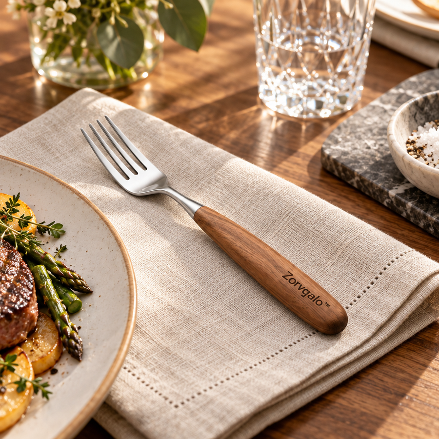 Zorvqalo™ Handcrafted Wooden-Handle Dinner Fork image 1